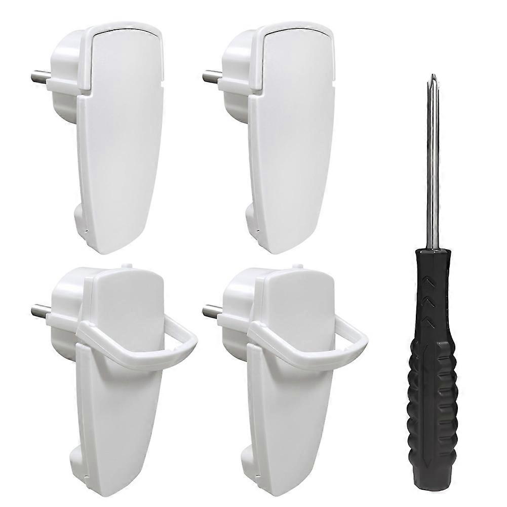 4Pcs Schuko Angled Plug,Flat Plug 250V, Power Plug with Folding Handle, Protective Contact Plug with Screwdrive,EU Plug
