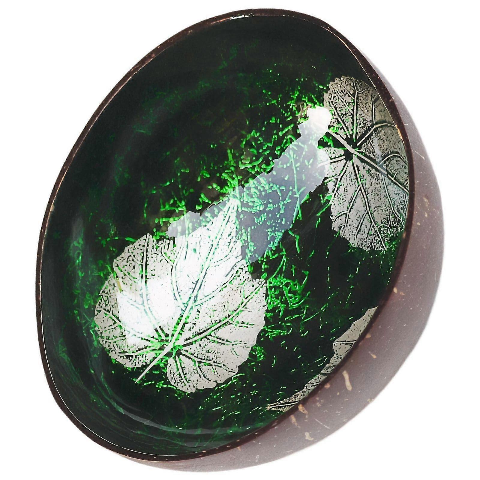 Green Decorative Bowl with Leaf Design MachineWoven for Tabletop Display and Home Decor