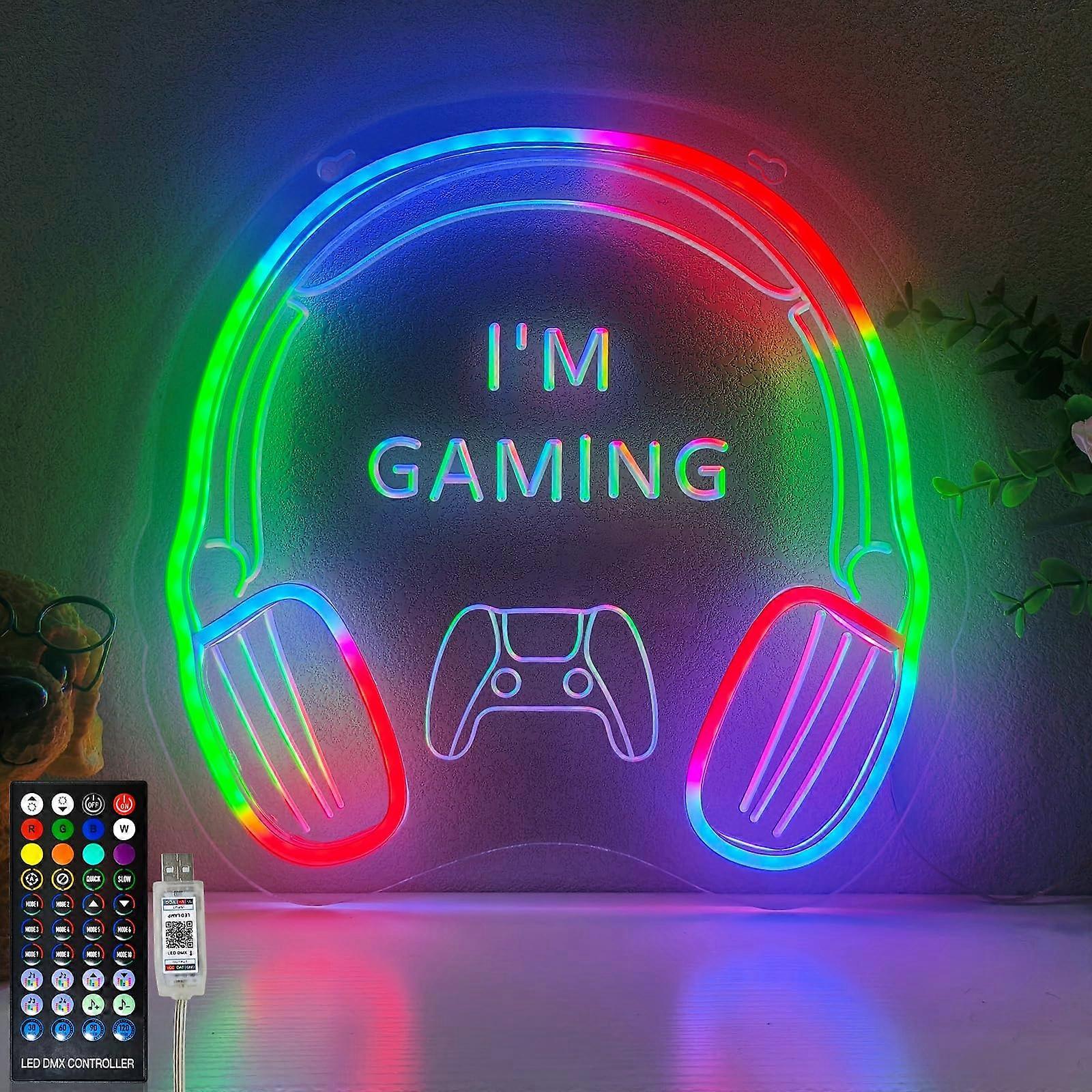 Gaming Neon Sign with APP & Remote Control, Color Changing LED Wall Light for Game Room, Bedroom, Video Zone Decor