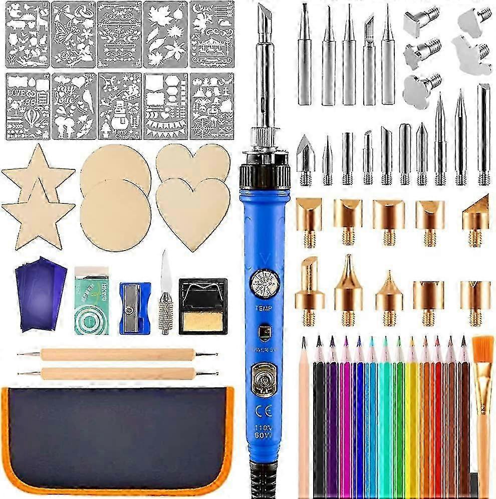 Wood Burning Kit 80pcs, Wood Burner Pen Pyrography Set For Beginners, Adjustable Temperature 200~450c Woodburning Tool With Switch Soldering Iron Hot 