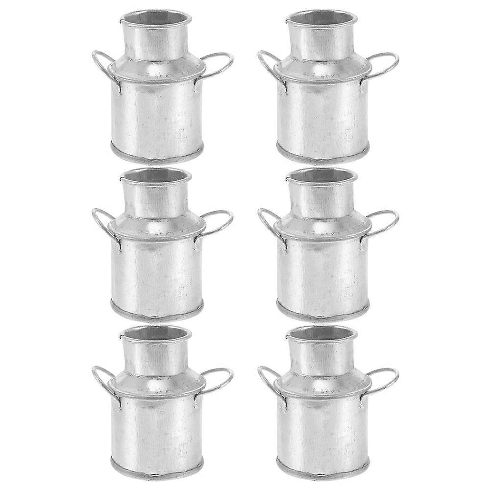 Garden Buckets Mini Metal Buckets Silver for Decor 6Pcs Pack
