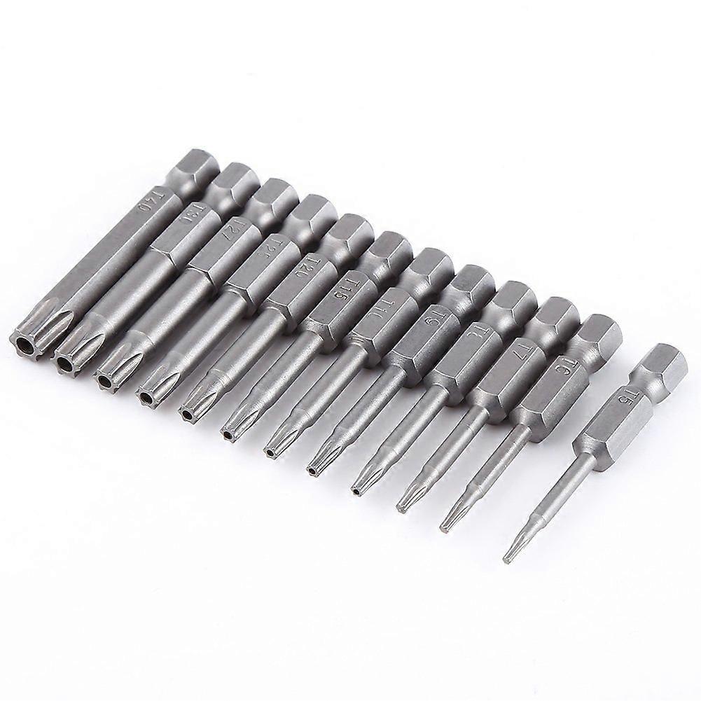 Torx Head Screwdriver Bit Set 12pcs S2 Steel Magnetic Star Bits 1/4 Inch Hex Shank T5T40 2 Inch