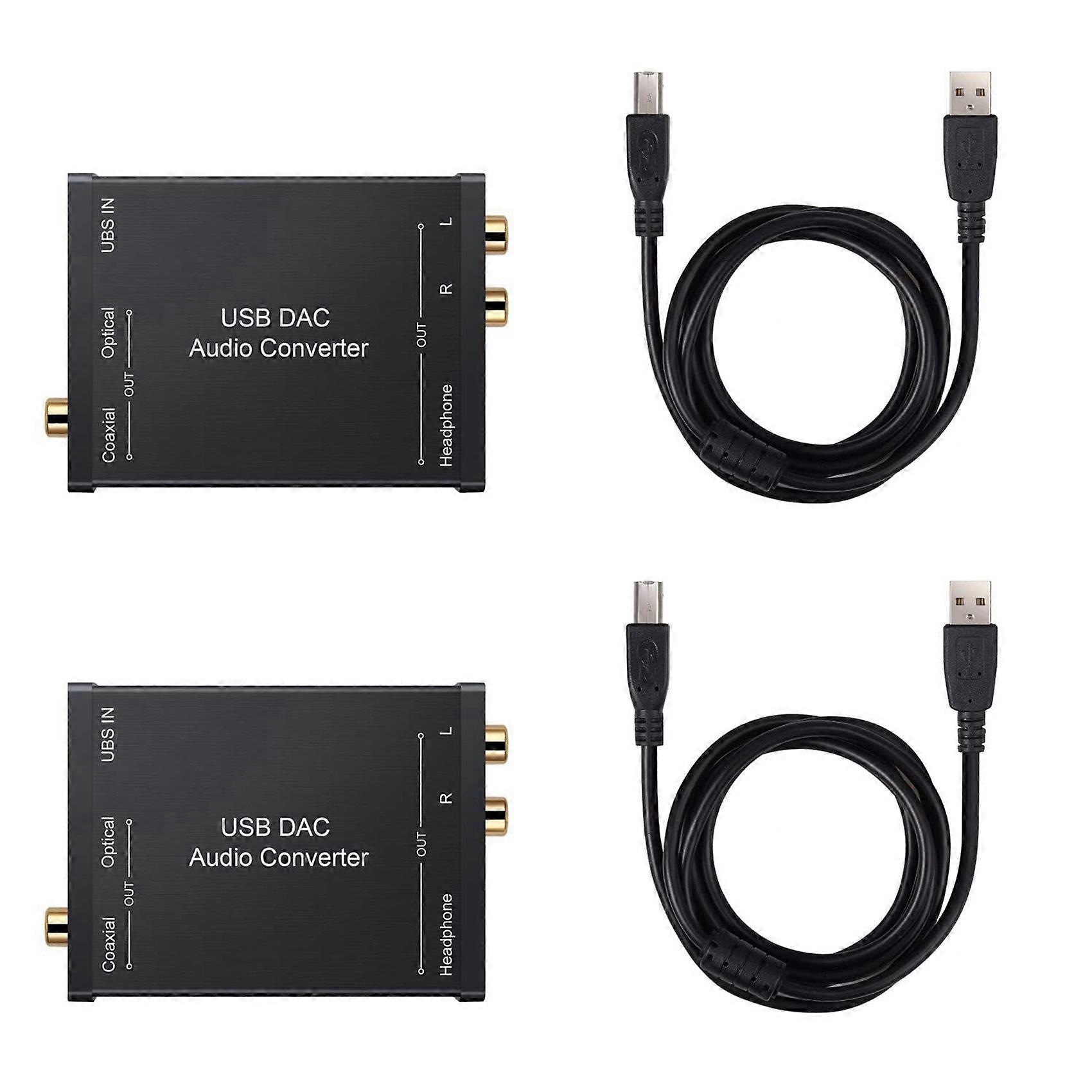 2X USB to SPDIF Coaxial RCA and 3.5mm Headphone Jack Converter USB DAC Optical Audio Adapter USB DAC PCM for Windows Mac