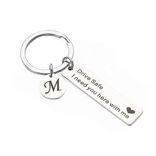 Keychain with letters AZ 26 Initials, Drive Safe, MM
