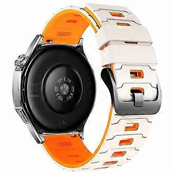 22mm Dual Color Silicone Strap Compatible For Huawei Watch GT 6 / 5 / 5 Pro / 4 46mm Armor Pattern Design Watch Band