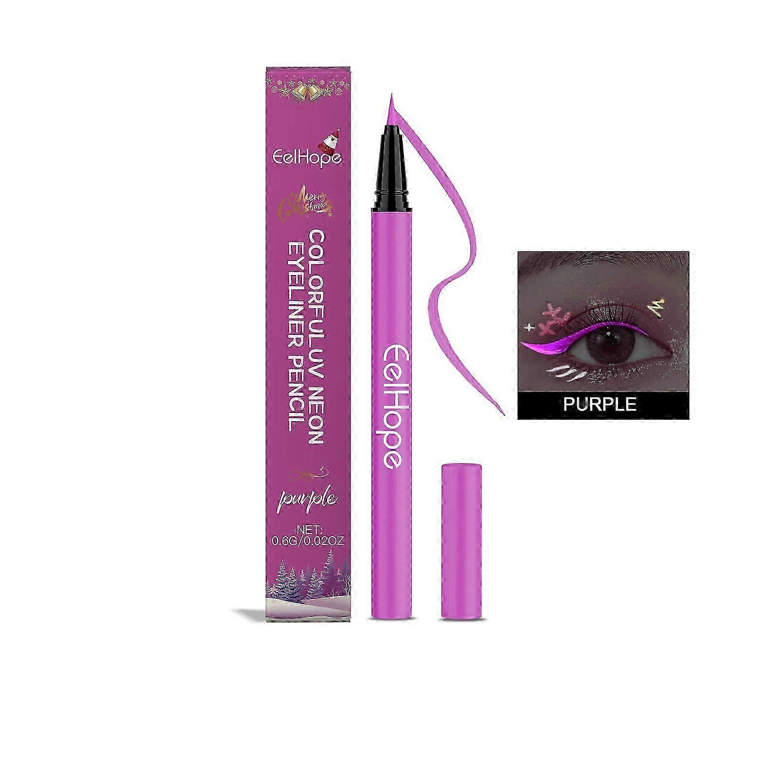 8-Color UV Liquid Eyeliner (Purple) - Quick-Drying, Long-Lasting, Non-Smudging Makeup for Halloween & Parties
