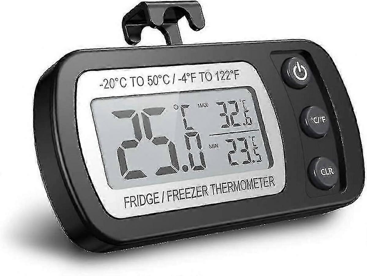 Digital Fridge Thermometer, Waterproof Freezer Thermometer With Hook, Easy To Read Lcd Display, Max/min Record Function, Great Compatible wit