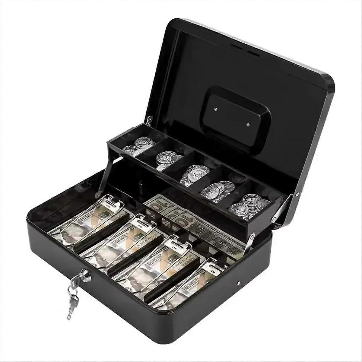 Lockable Metal Cash Box, Multi-Compartment A