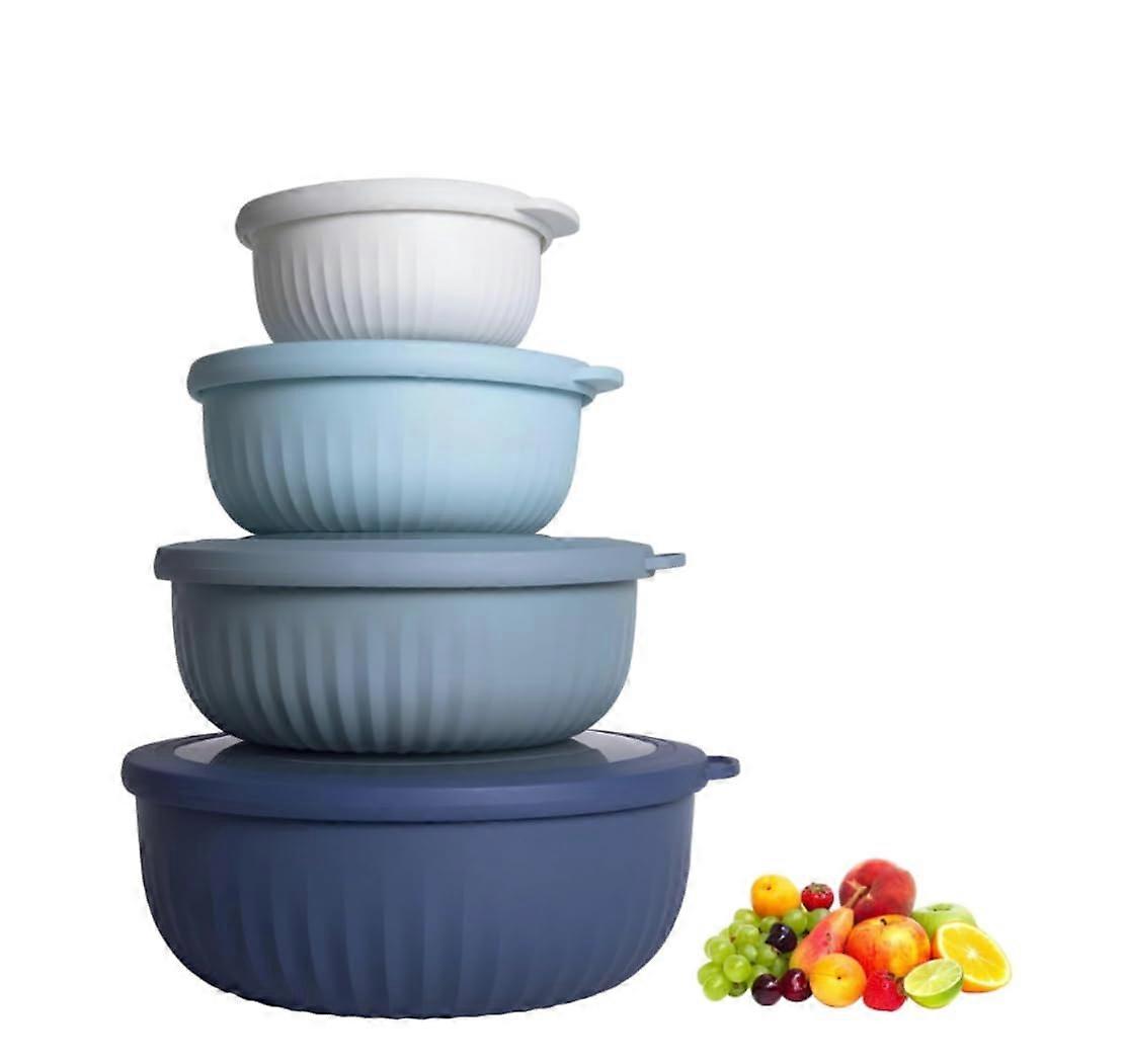 8 Piece Mixing Bowl Set with Airtight Lids, SpaceSaving Nesting Design, Blue Kitchen Bowls