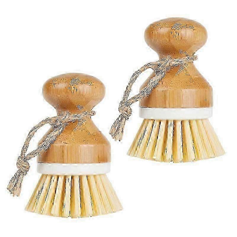 Scrubbing Brush for Flat Pans, Bamboo Palm Dish Cleaning Tool