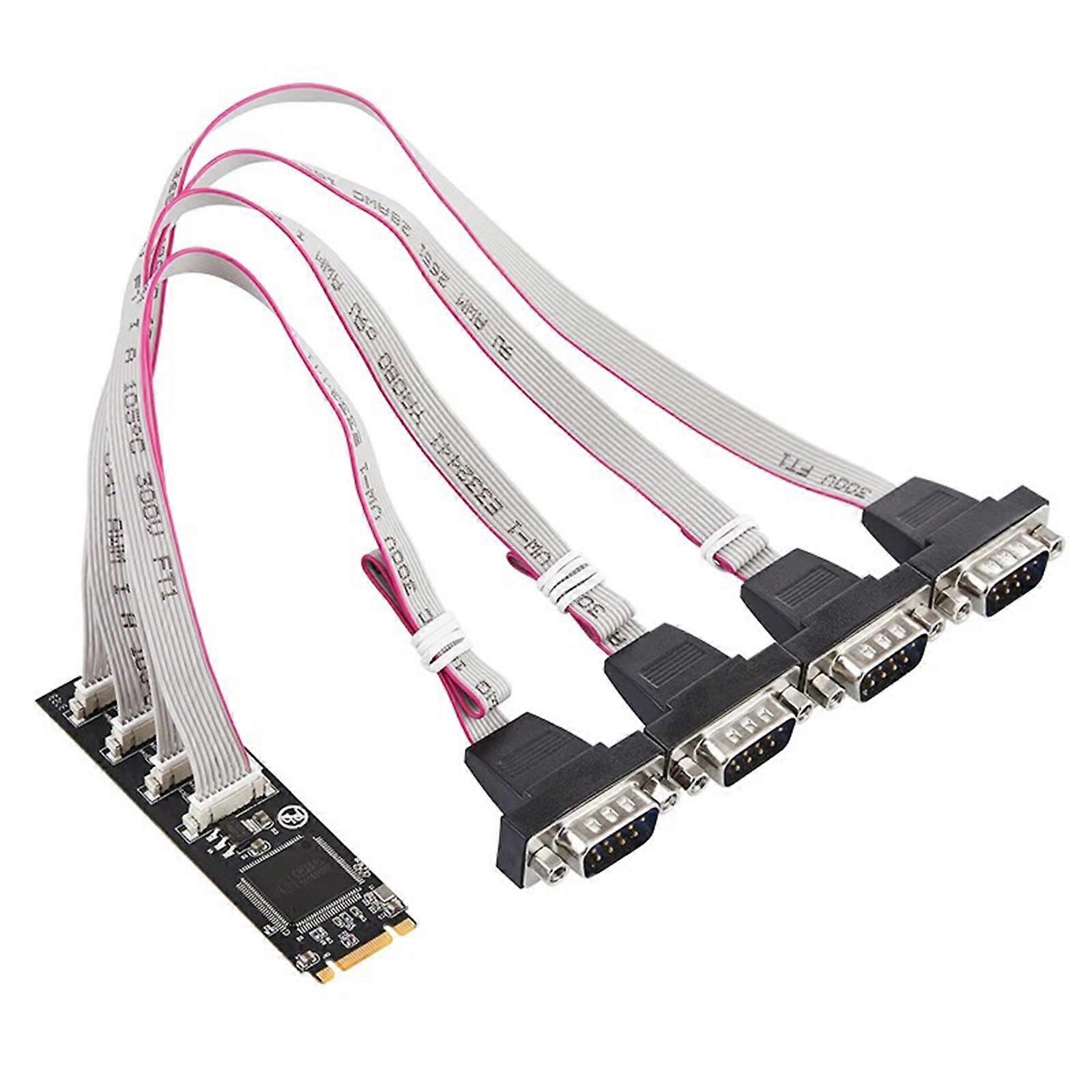 M.2 M+B Key to 4 RS232 Serial Adapter Card M.2 B+M Key Expansion Card Industrial 4 Port Controller WCH384 Chip Multicolor