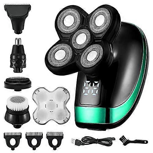 Electric Head Shaver for Bald Men 5 in 1 Waterproof Wet Dry Razor with Floating Blades USB Charging