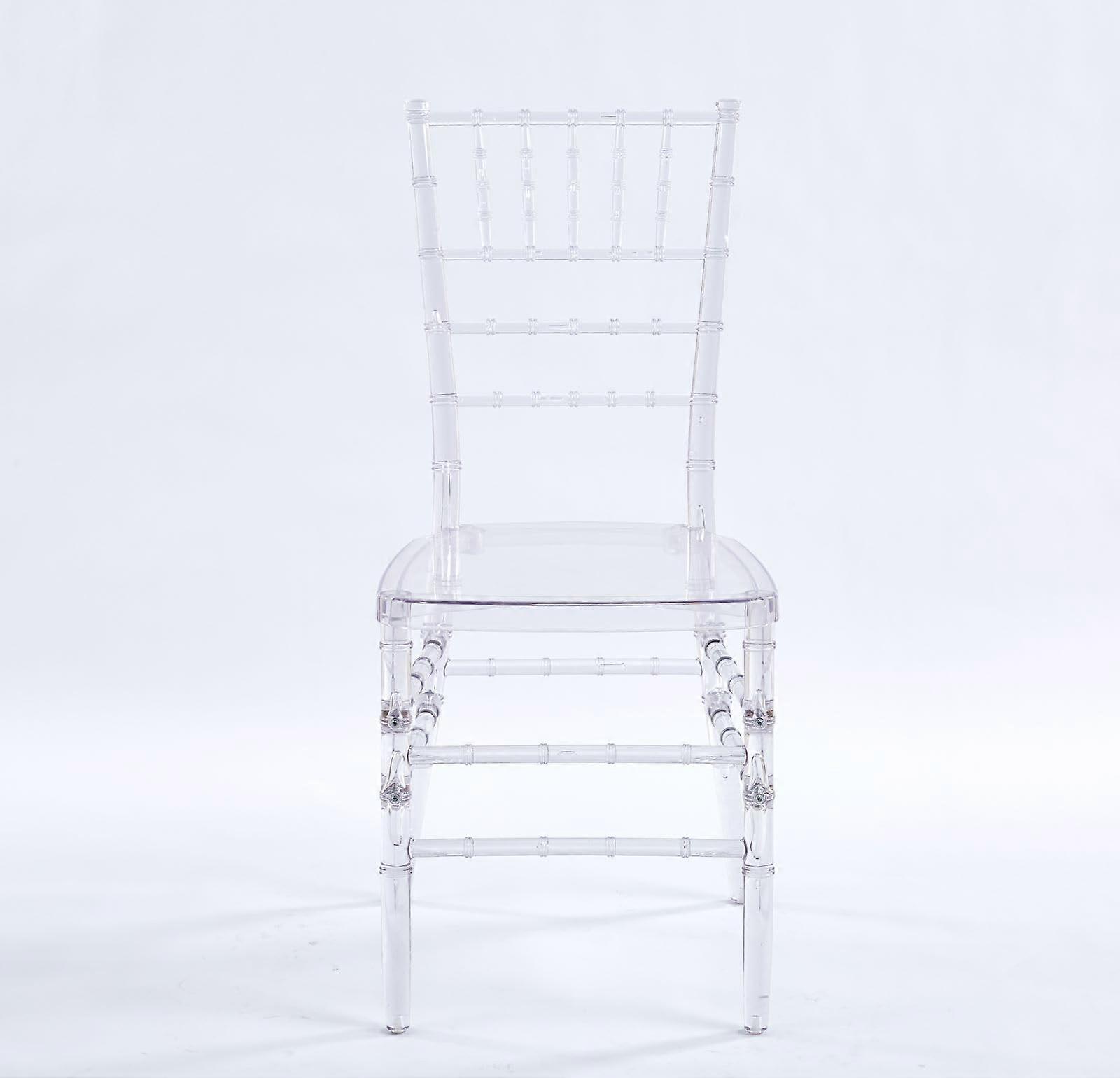 Set of 4 Transparent Chiavari Chairs, Clear Acrylic Wedding Chairs with Ergonomic Back and Durable Frame