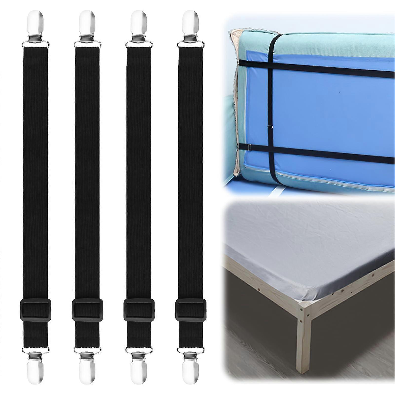 Adjustable Couch Cover and Bed Sheet Straps 4 Pack HeavyDuty Elastic with NonSlip Clips 1060'