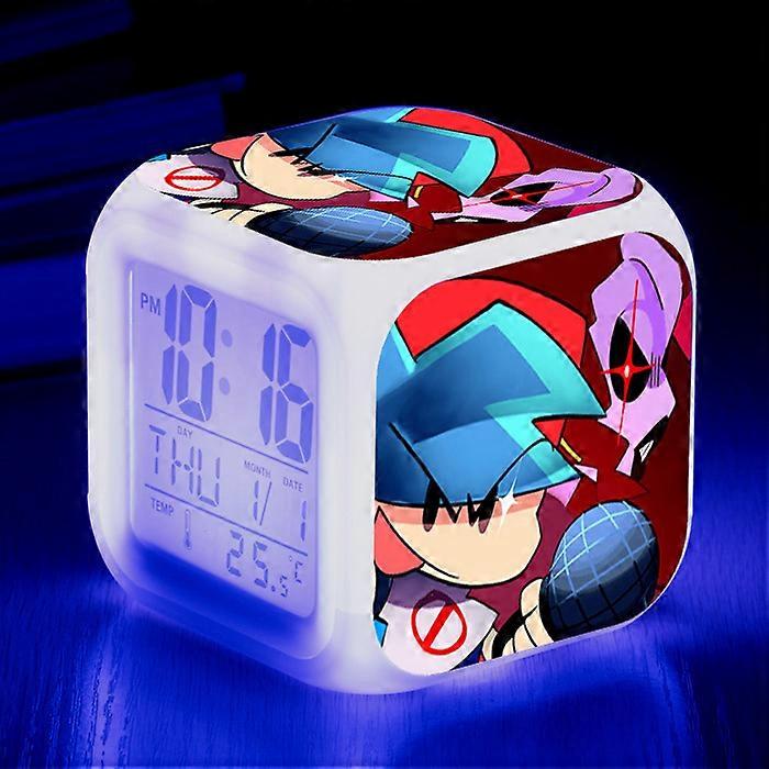 Friday Night Funk Large Screen Digital Colorful Square Clock Student Creative Multifunctional Electronic Alarm Clock