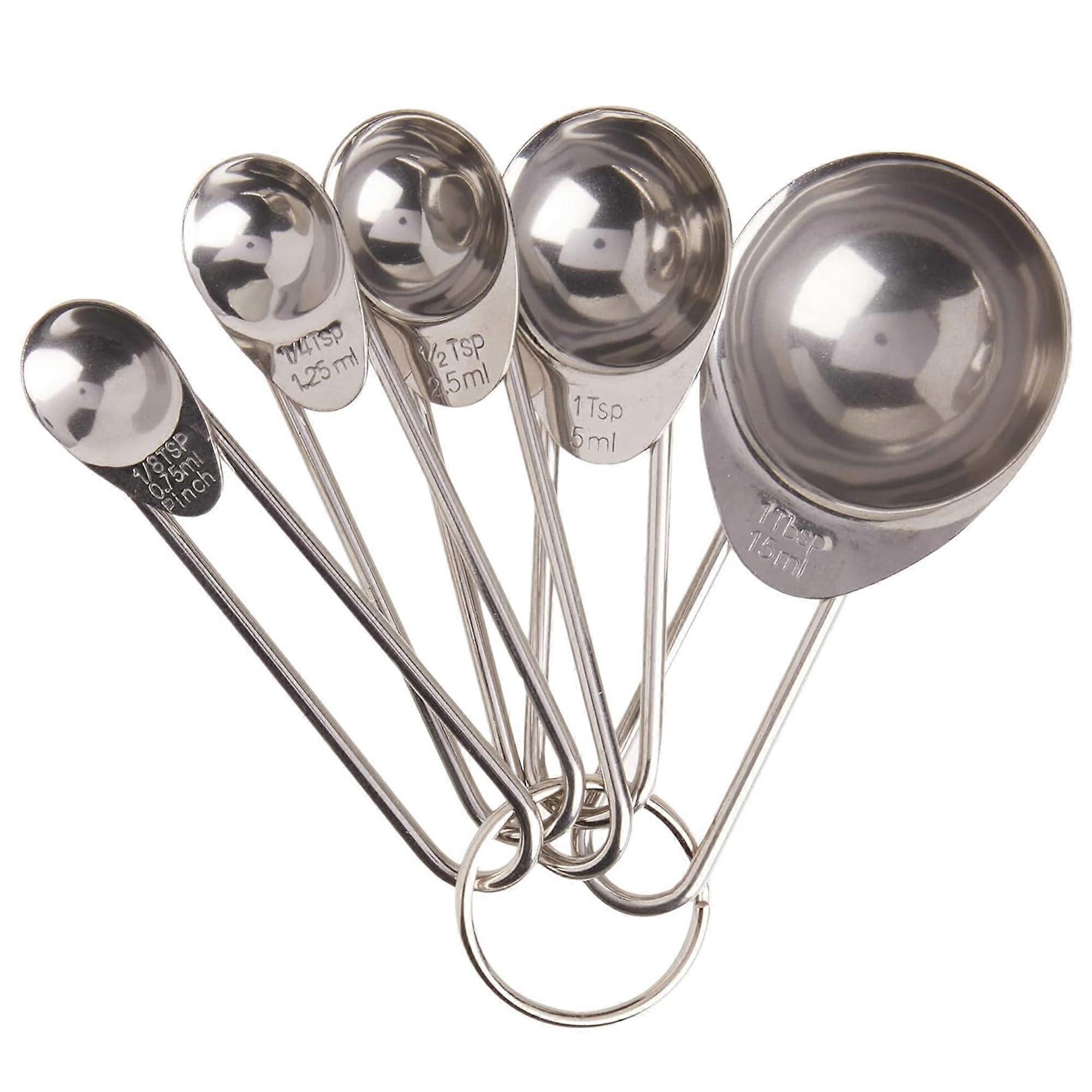 Stainless Steel Measuring Spoons Set of 5 for Baking and Cooking, Accurate Markings, Dishwasher Safe
