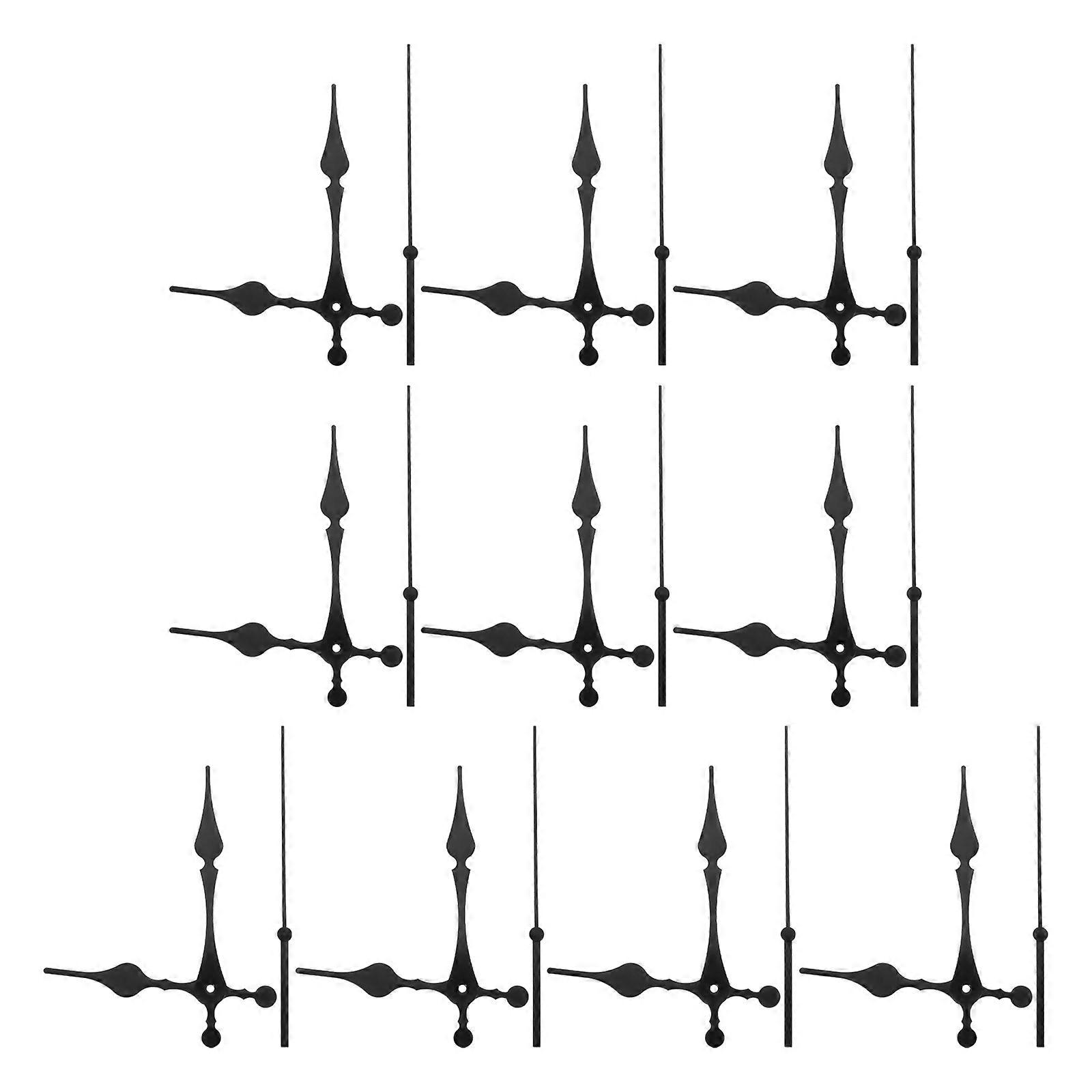 Mute Clock Hands Replacement 10Sets Black Plastic Clock Hands for DIY