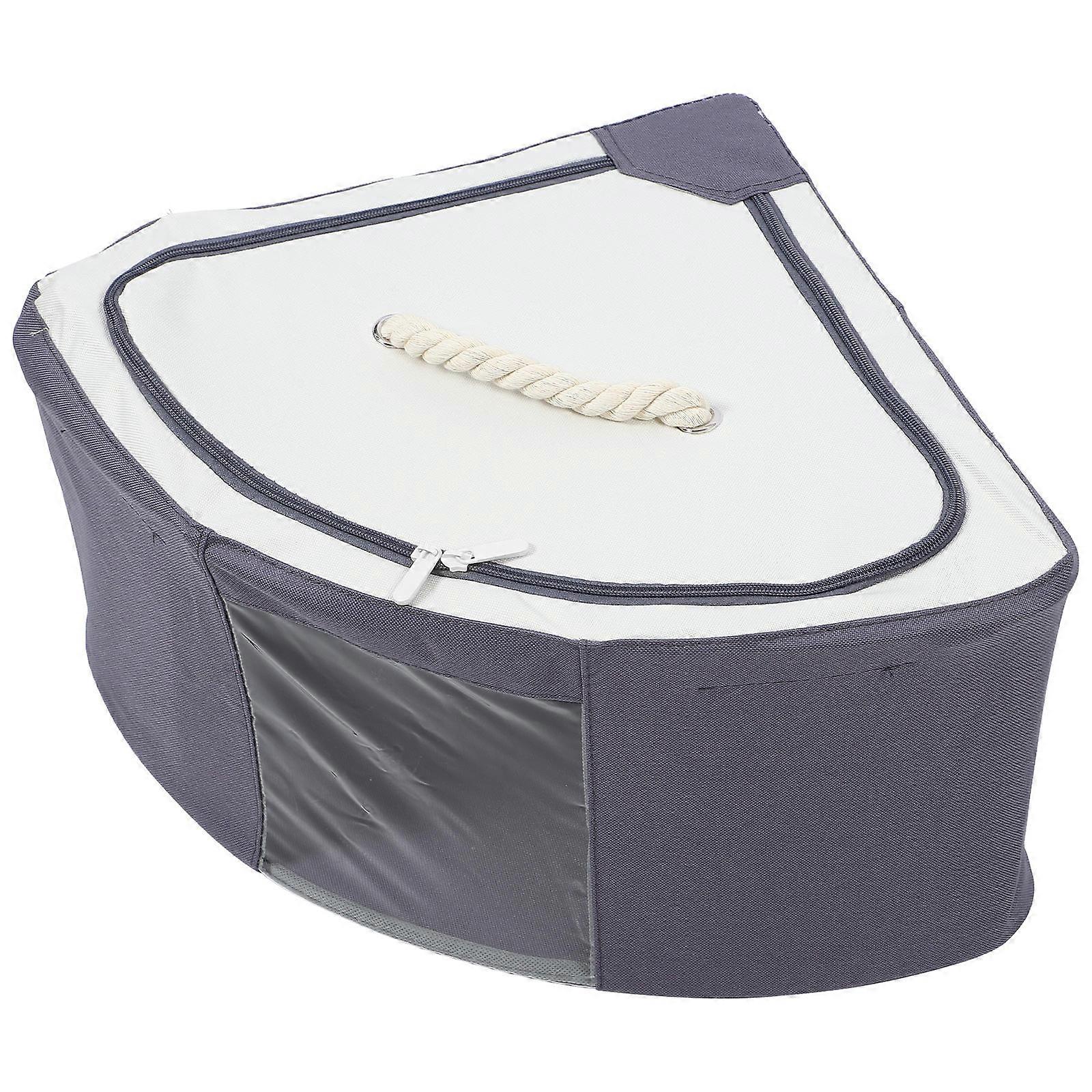 Fan Shaped Storage Box For Wall Corners Gray PVC Material Space-saving Foldable 1Pcs