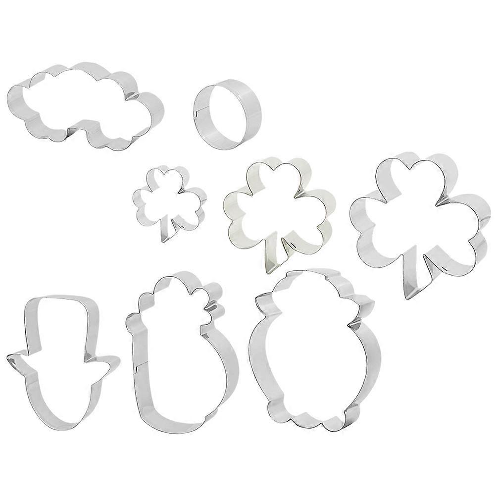 Silver Metal Cookie Cutters for St Patrick Day Baking 8Pcs Set