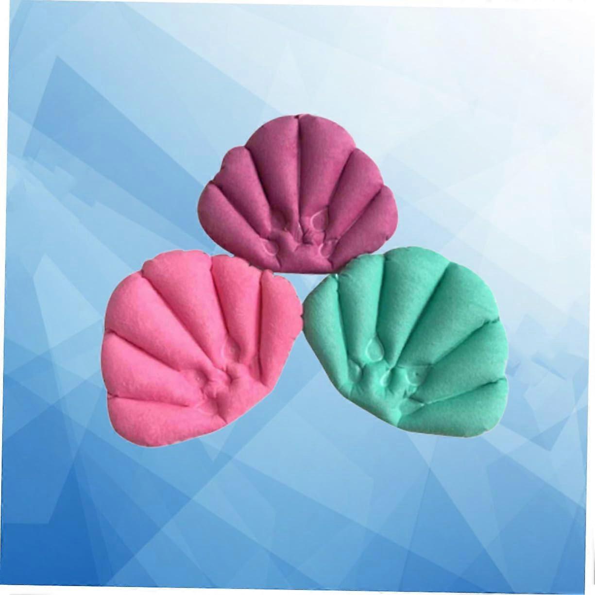 3Pcs Inflatable Bath Pillow with Suction Cups Soft Fabric Neck and Back Support for Spa Tub
