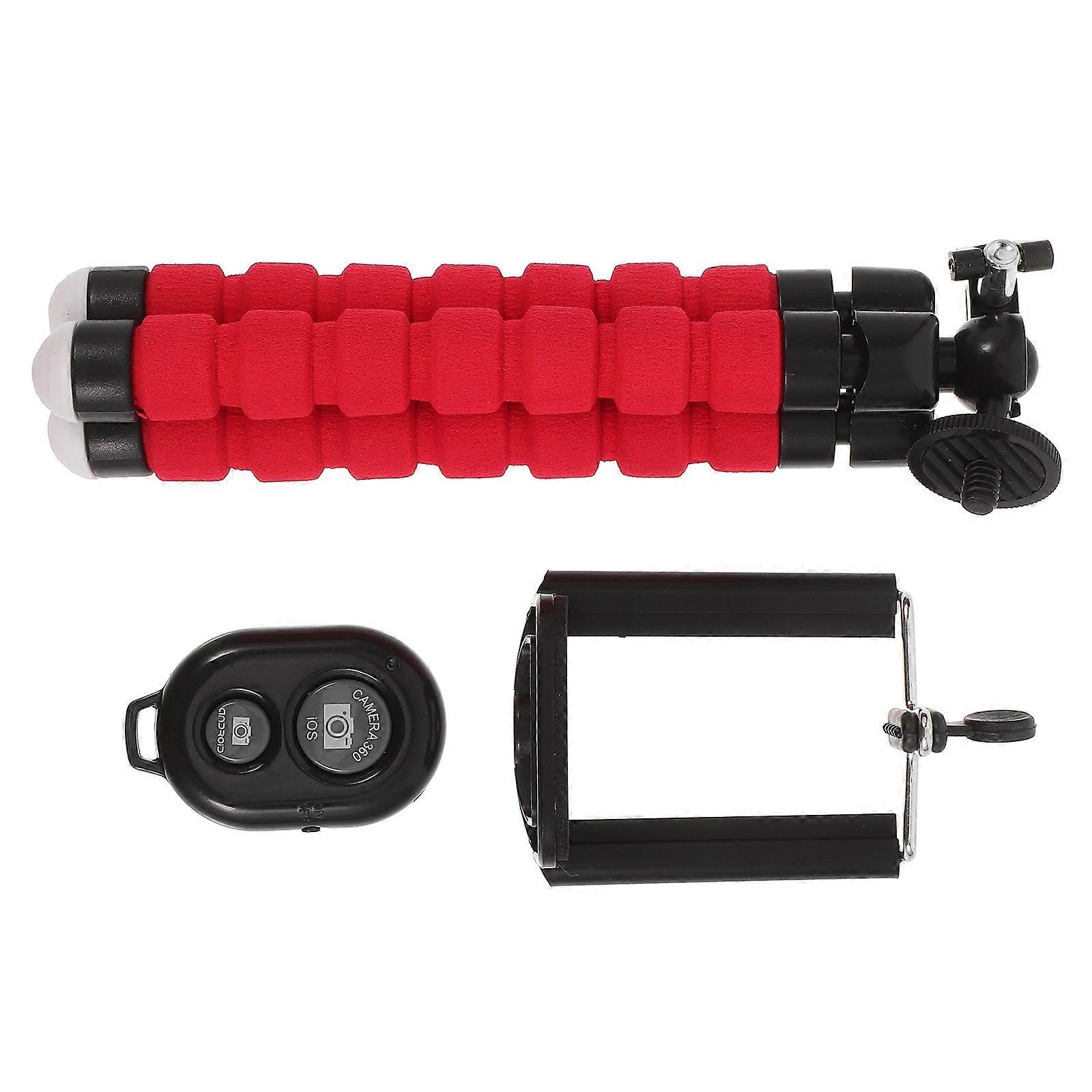 3Pcs Extendable Selfie Stick Tripod for Phone Camera with Remote Red