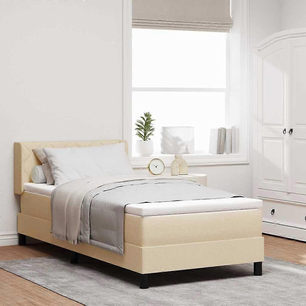 Boxspringbett mit Matratze Creme 190 x 90 cm Polyester