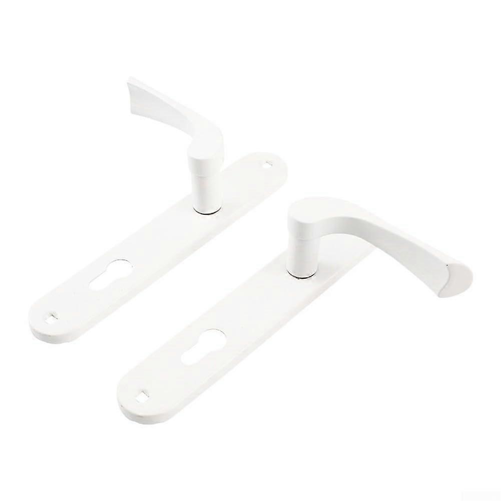 Heavy Duty Iron Security Door Handle 2 Pack with Rust Resistant Coating and Modern White Finish
