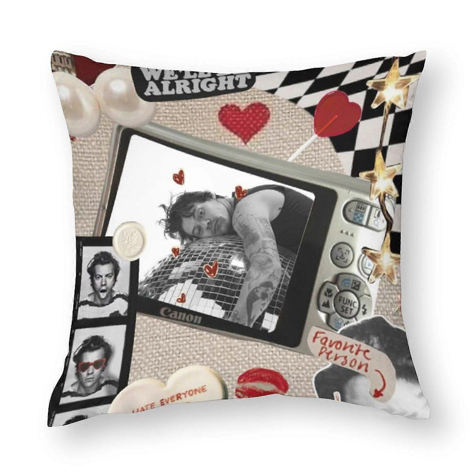 Harry styler Throw Pillow Covers Bold Washable Handmade Velvet Leaf for Studio