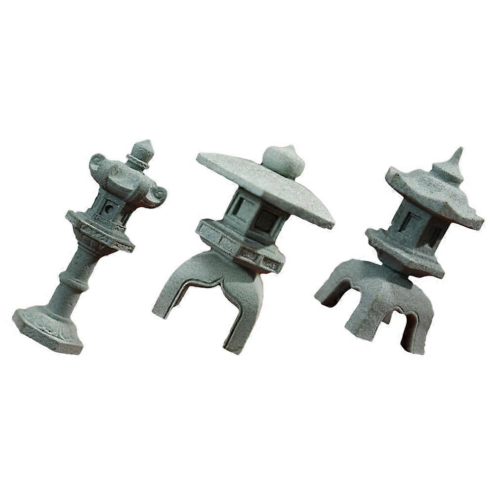 Assorted Color Pavilion Statue Sandstone for Yard Decoration 3Pcs