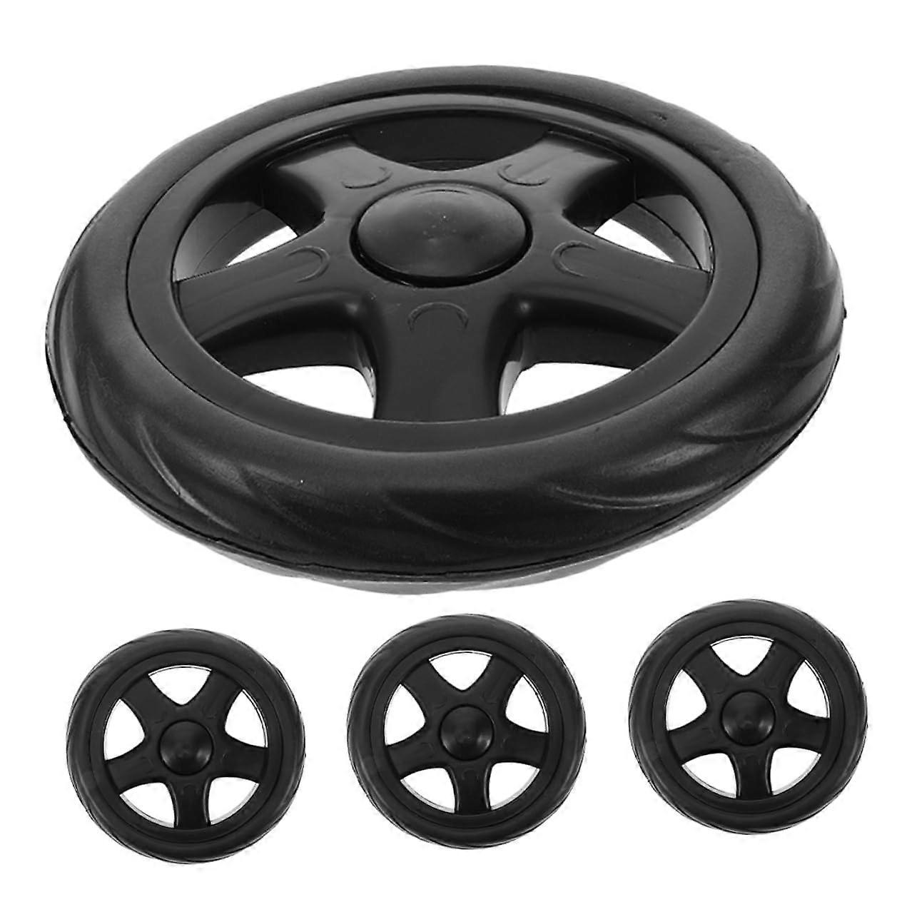 4pcs Shopping Cart Replacement Wheels Durable Plastic Casters Smooth Stair Navigation Black