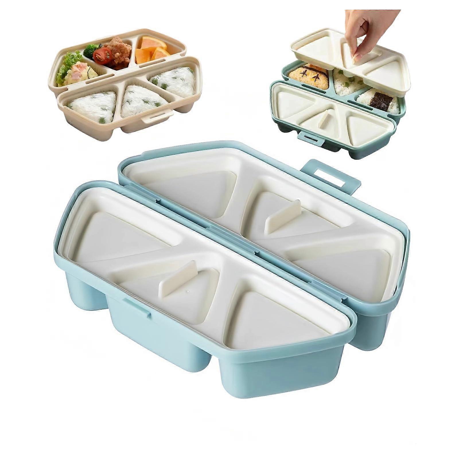 6Cavity Triangle Onigiri Mold Rice Ball Maker with Easy Release and Foldable SpaceSaving Design (Blue)