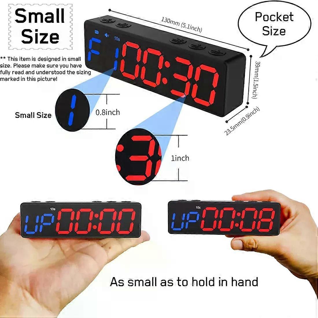 AA91 Workout Clock with Battery Portable Mini Gym Timer with Built-in Magnet for Home Gym Programmable Countdown/Up Timer