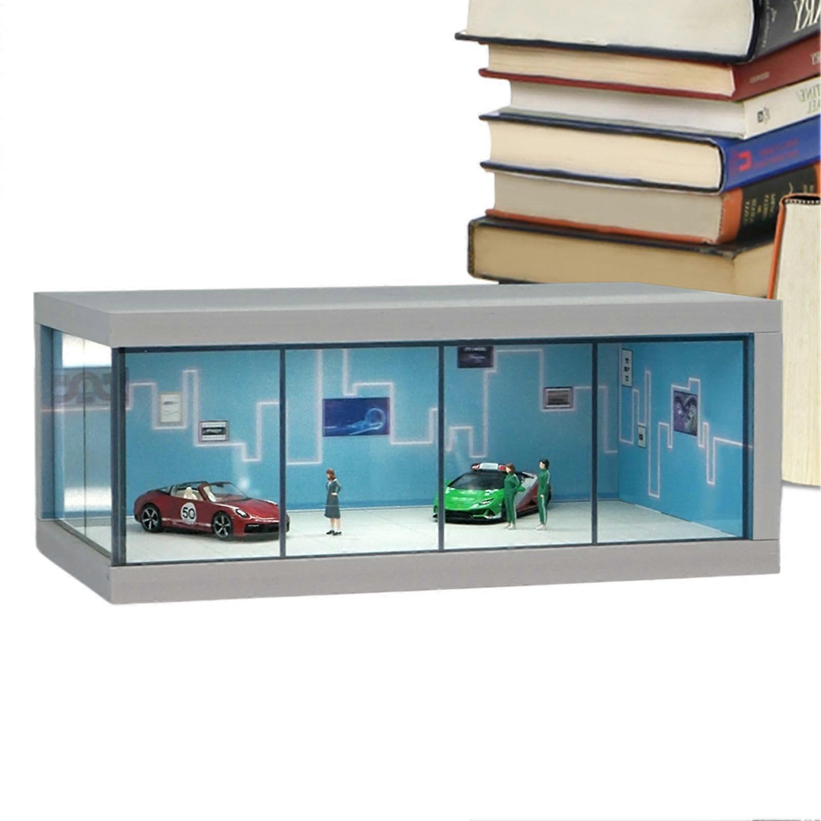 Model Car Display Case with LED Lighting, Clear Acrylic Dustproof 1/64 Scale Stackable Showcase