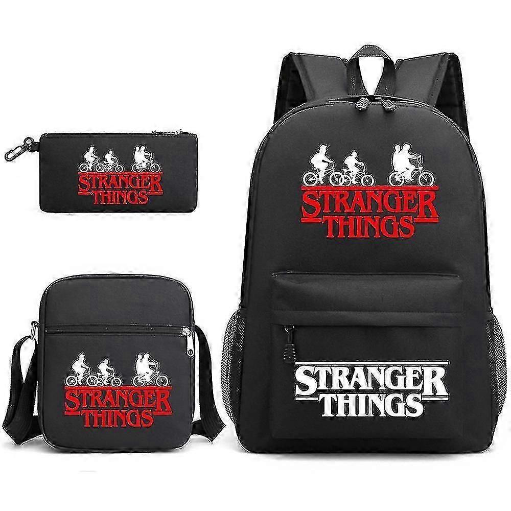 Stranger Things Backpack 3 Piece Set Student School Bag Canvas Bag JJM