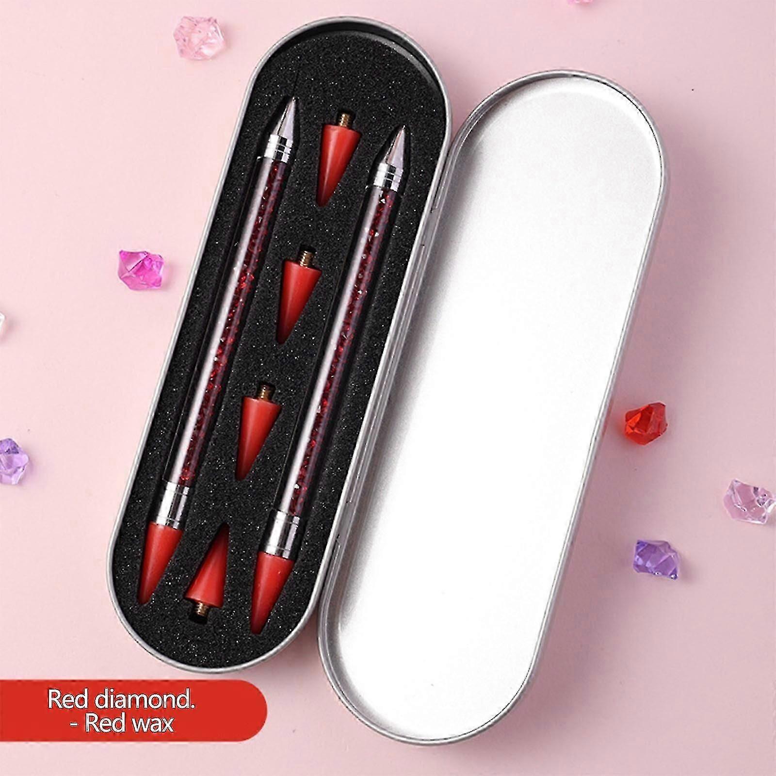 (Red)Double Head Nail Drill Pen Detachable With Adhesive Properties