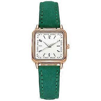 Dameur med læderrem Elegant kvarts analogt design Tyndt armbåndsur til damer afslappet