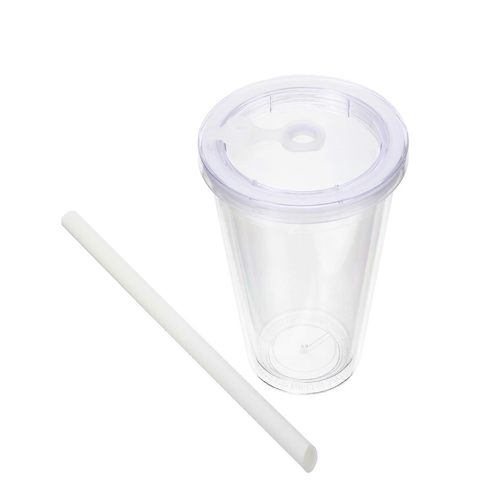 Thickened Cold Drink Cup Transparent Drinking Cup with Straw 1Set Reusable