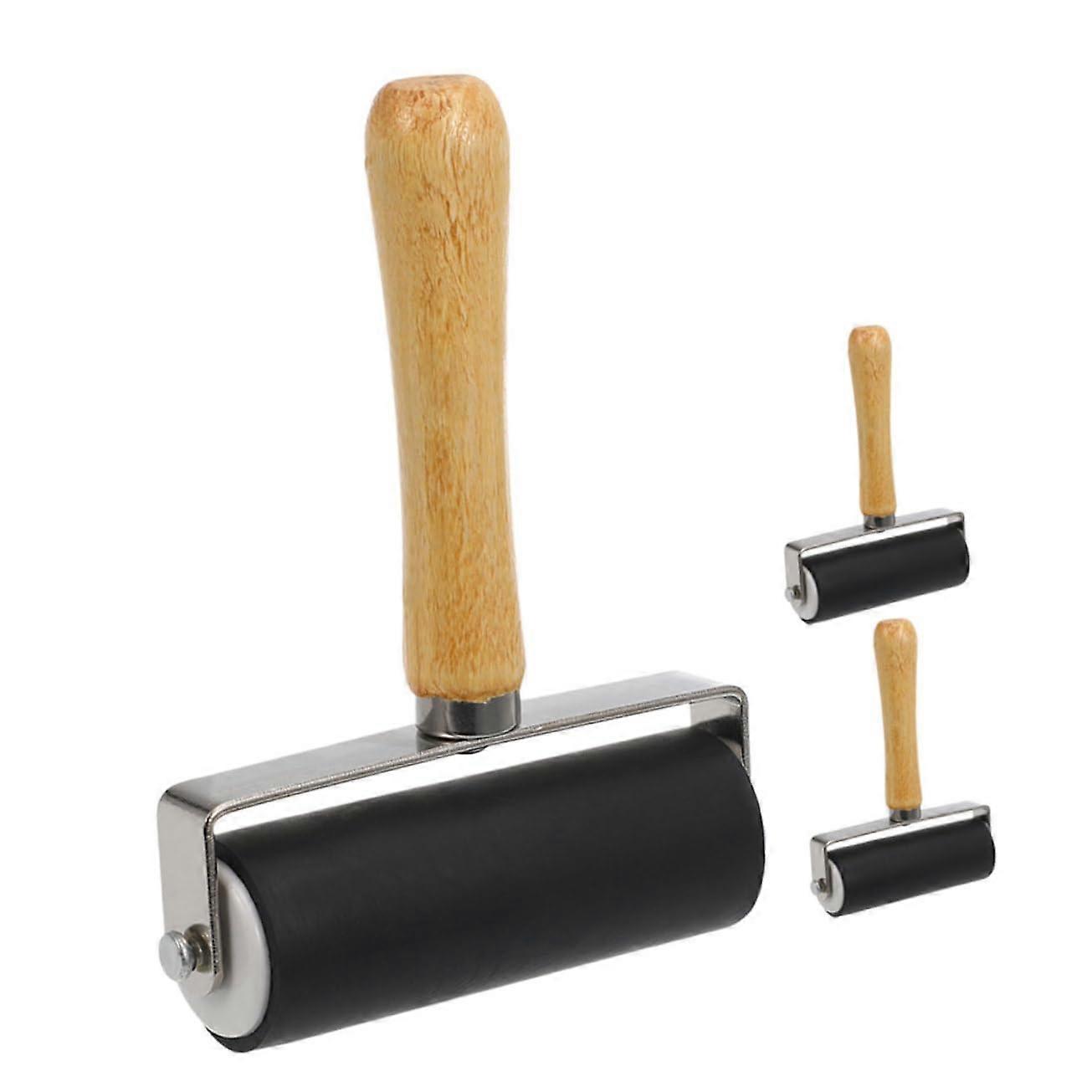 3pcs Brayer Roller Set for Artists, Even Ink Coverage, Smooth Printing, Easy Clean Rubber Rollers