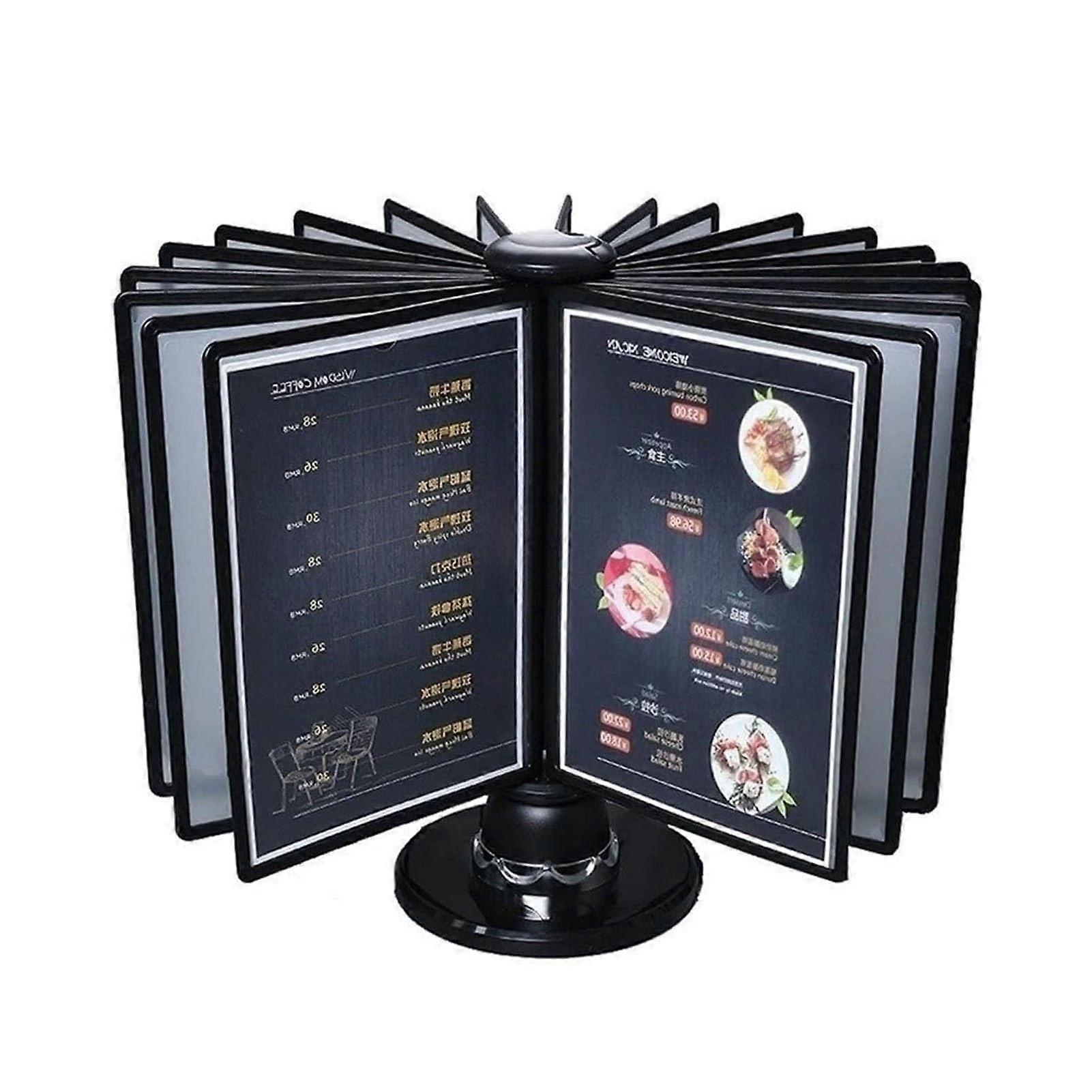 Rotating Desktop Reference Organizer with 20 DoubleSided Panels, A4 File Display Stand for Office