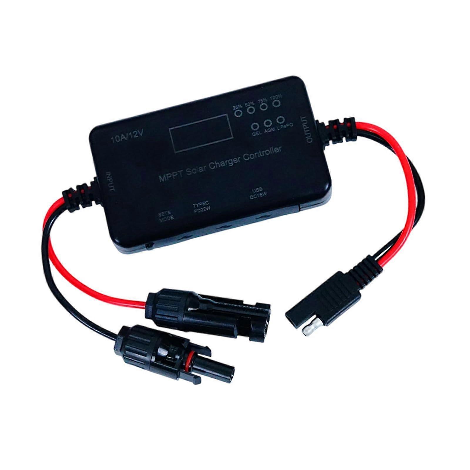 10A Solar Charge Controller with Dual USB TypeC Ports for Efficient OffGrid Battery Charging