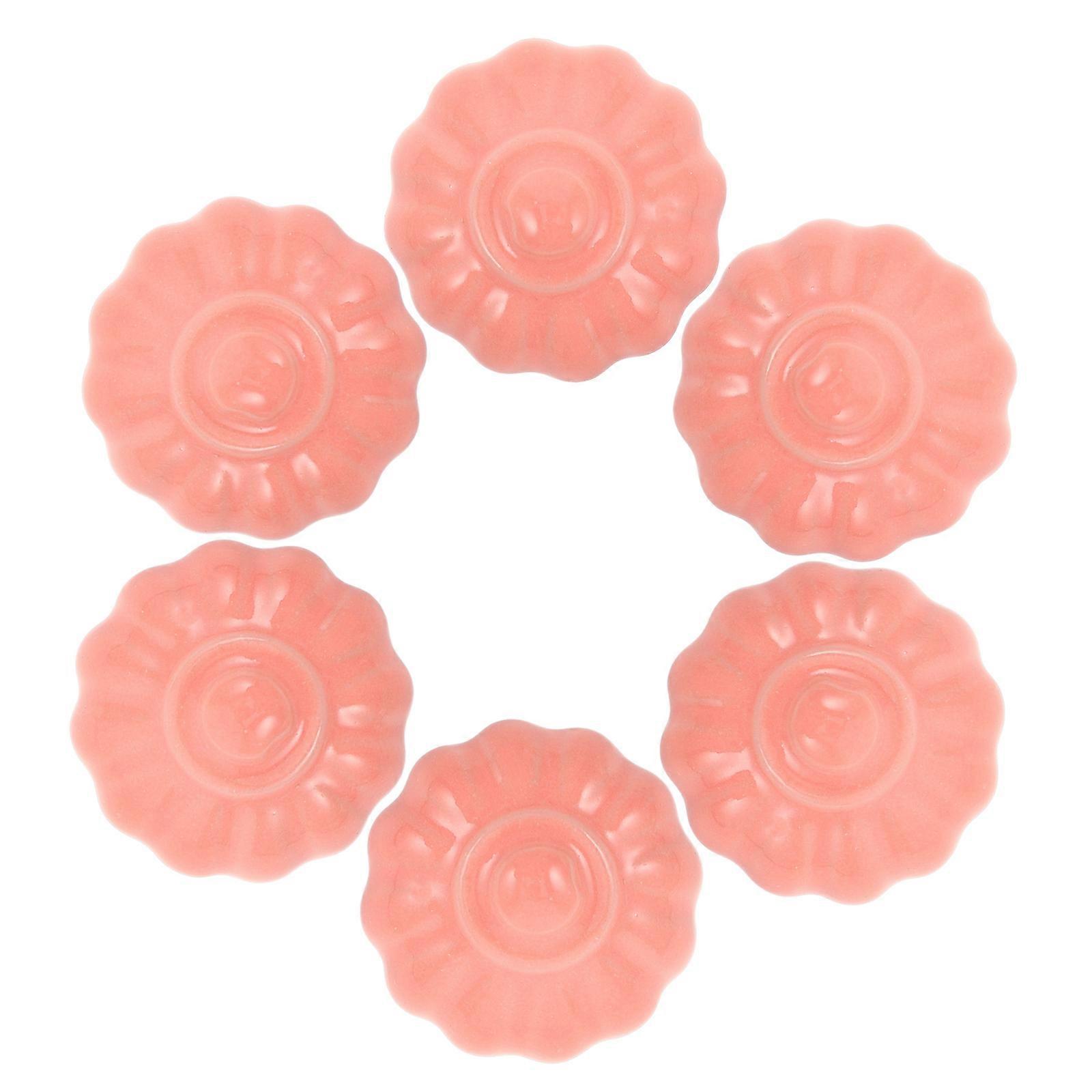 Kitchen Cabinet Pumpkin Pink Ceramic Knobs for Drawer Pulls 6Pcs