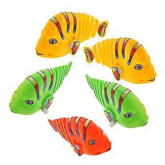 5pcs Plastic Wind-Up Wiggle Fish Toys Clockwork Swinging Cartoon Toy Fish Wind-Up Fish Toys