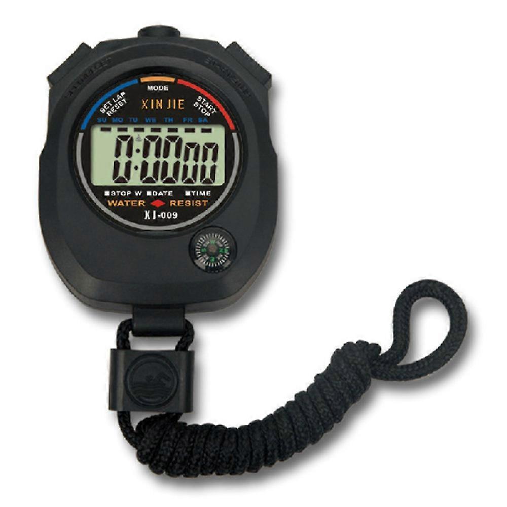Multi-Function Schwarz Digital Stopwatch Timer, 1/100 Second Split Timing, Calendar Clock With Alarm, Ergonomic Shockproof Design, Large Cle