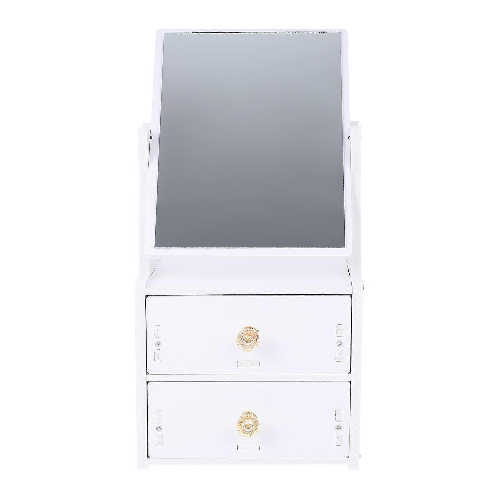 PVC Makeup Mirror Multifunctional Table Mirror Storage Box for Home
