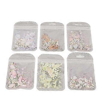 6pcs Nail Art Decoration Set Colorful Glitter Seashell Fragments Nail Art Decoration Kit for Manicure