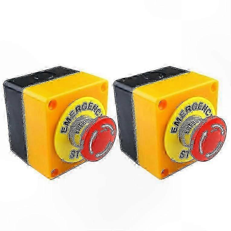 2pcs 22mm Red Mushroom Push Button Switch compatible with CNC Emergency Stop No + Nc