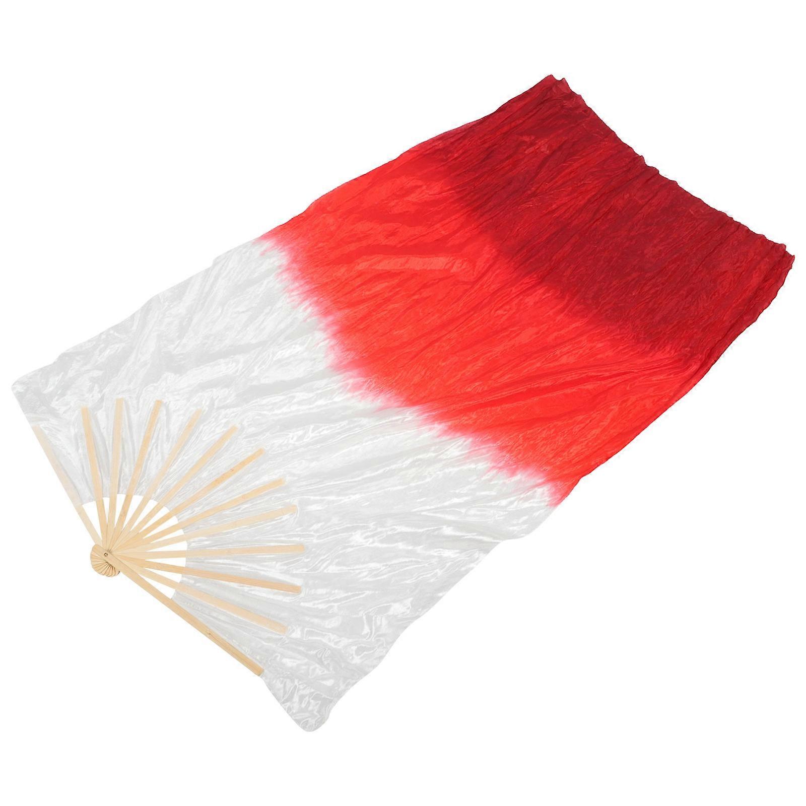 Stage Performance Folding Fan Decorative Long Shape Imitation Silk 1Pcs