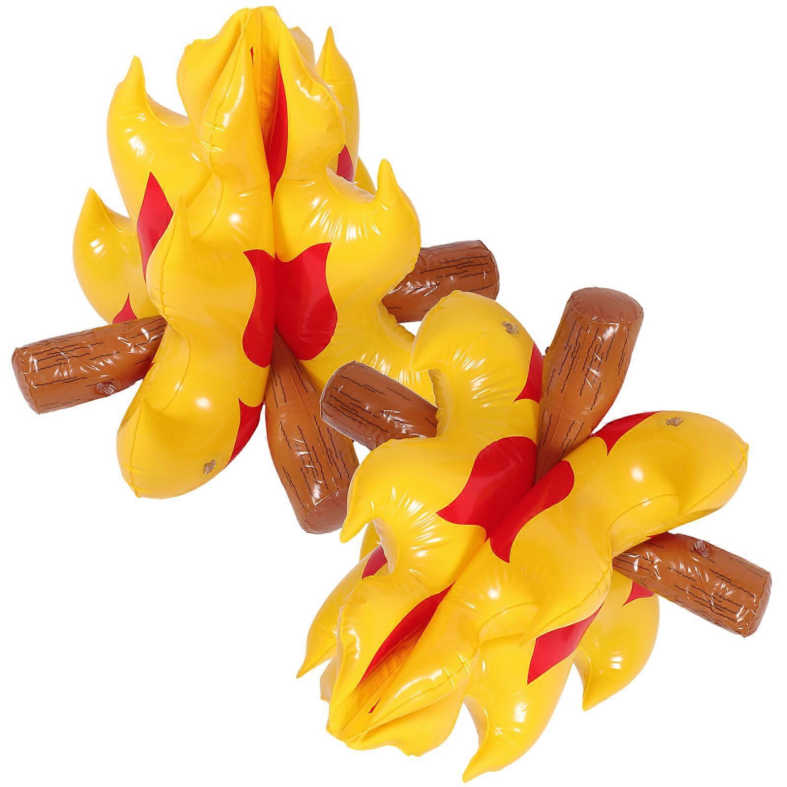 2pcs Plastic Campfire Props Camping Artificial Inflatable PVC Campfire Props