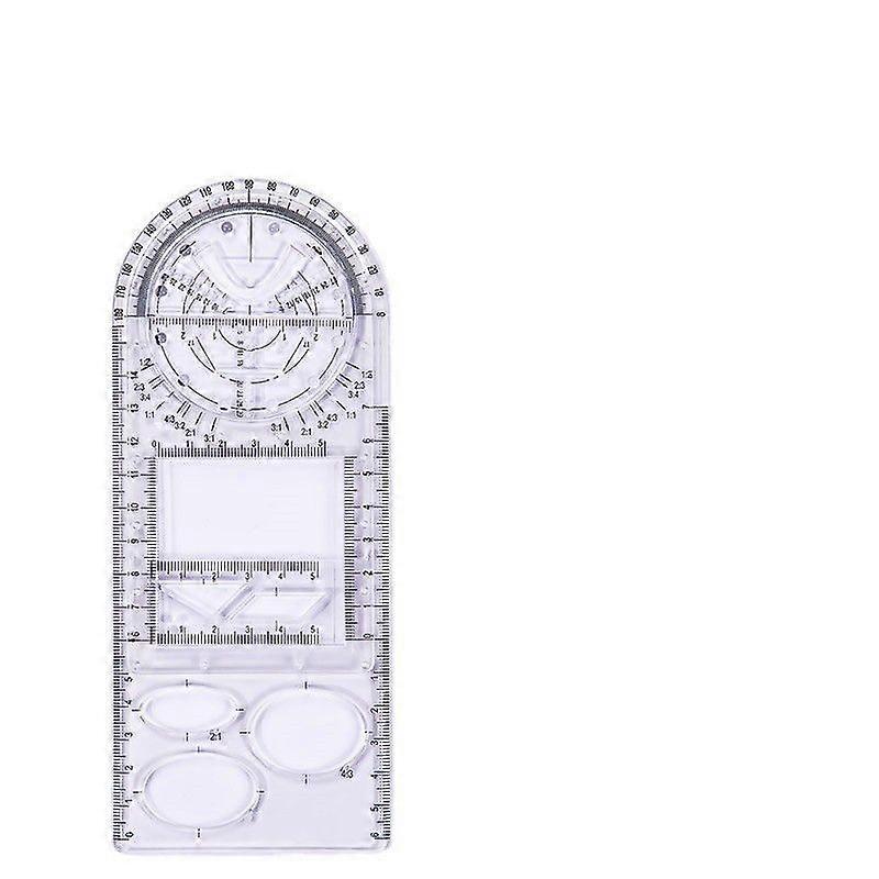 Multifunctional Geometric Ruler, Drawing Template Measuring Tool Plastic Measuring Draft Rulers(Round Style)