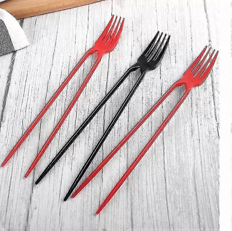 24er Pack Gabel Essstäbchen Combo Gabel Essstäbchen In Einem (Rot)